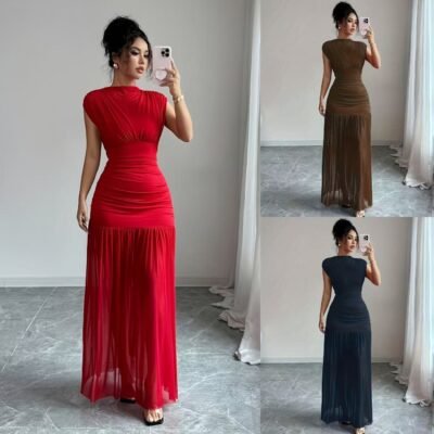Vestido Formal Ajustado con Falda Plisada