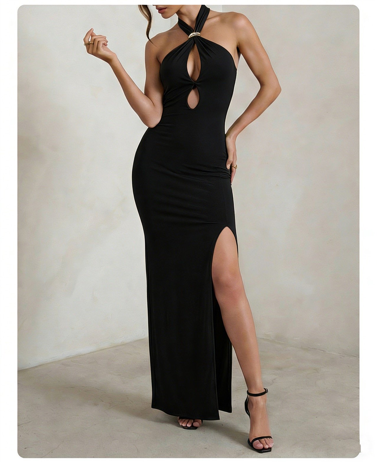 Vestido largo halter con espalda descubierta
