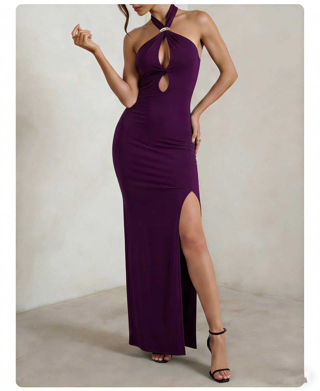 Vestido largo halter con espalda descubierta - Imagen 5