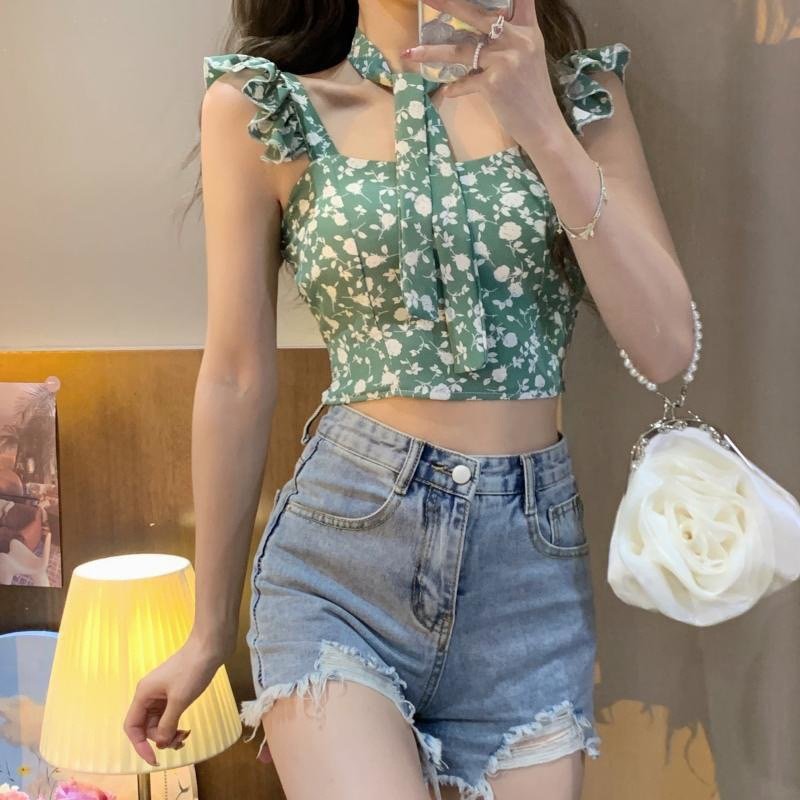 Top corto floral vintage - Imagen 2