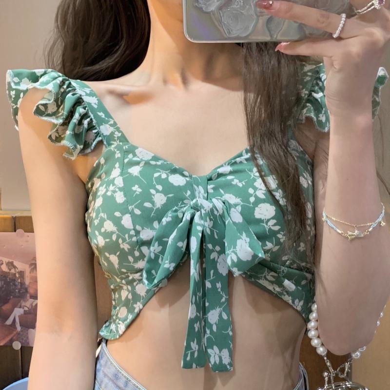 Top corto floral vintage - Imagen 3