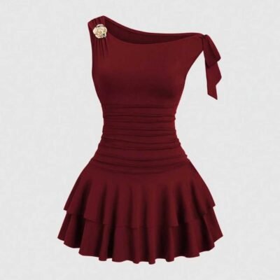 Vestido corto de un hombro