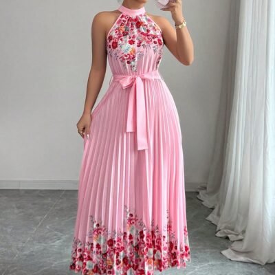 Vestido largo plisado