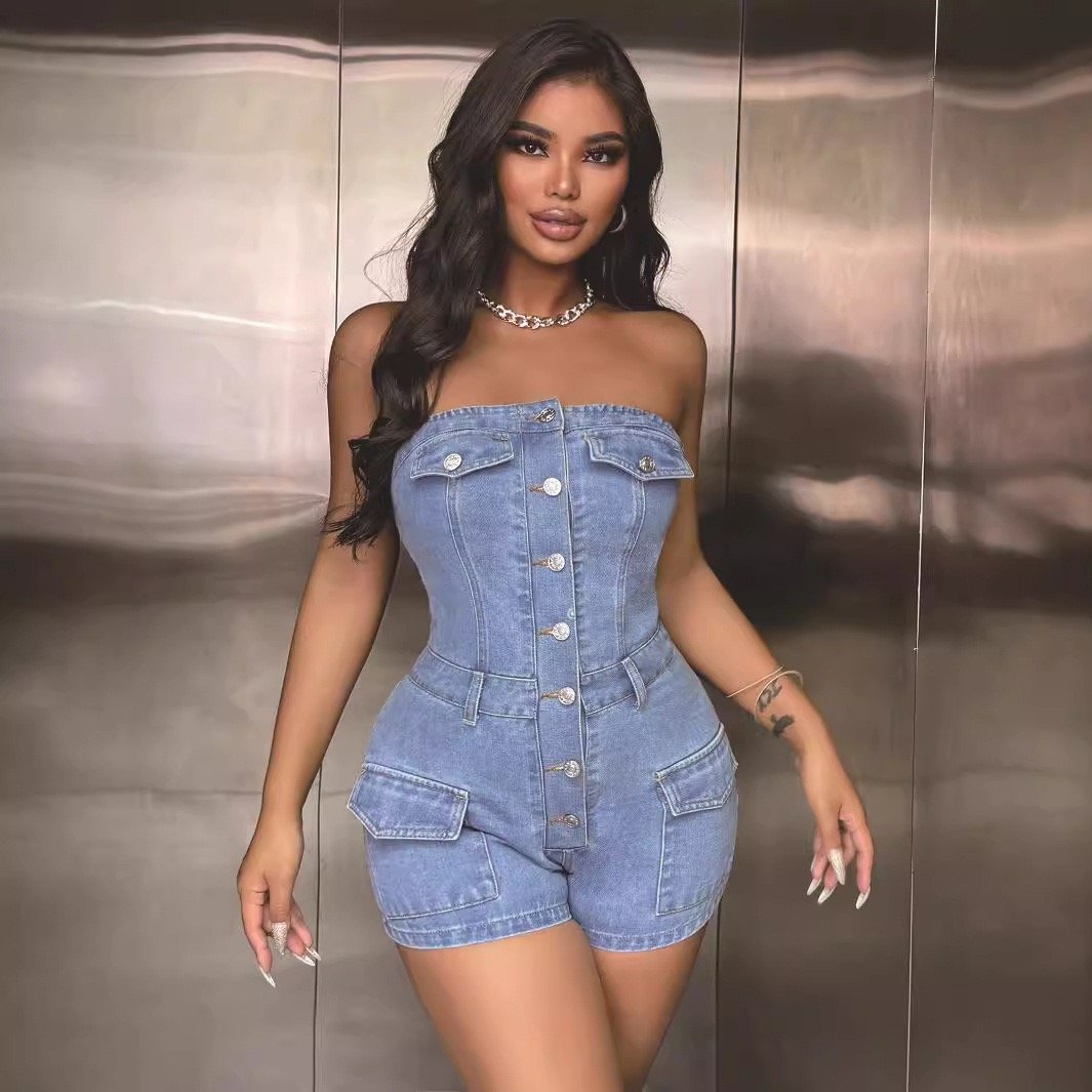 Enterizo Denim Curve Strapless - Imagen 3