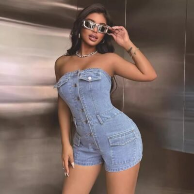 Enterizo Denim Curve Strapless