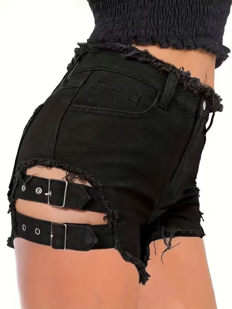 Short de mezclilla con hebillas - Imagen 4