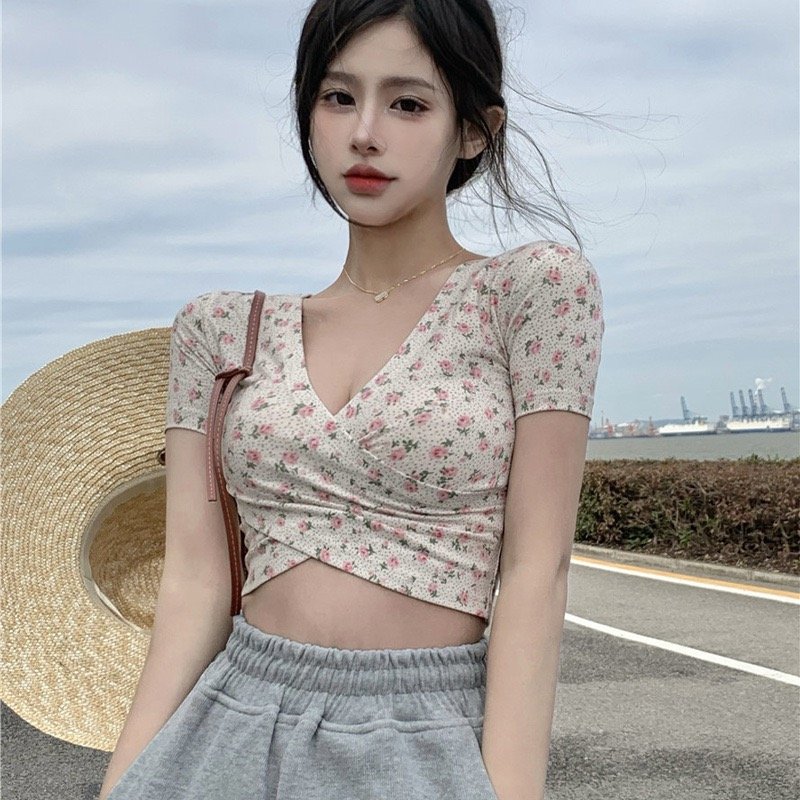 Blusa Cruzada Floral Ajustada - Imagen 2