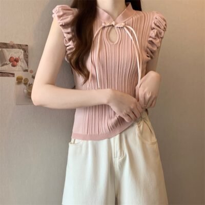 Blusa rosa con vuelos